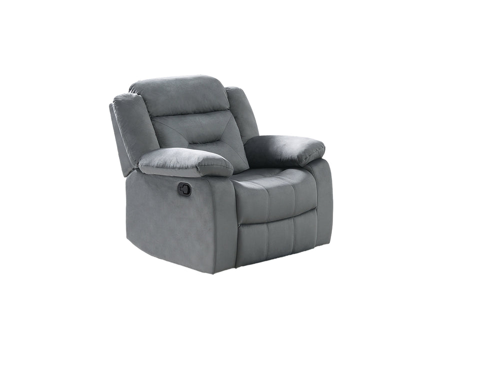 English Elm Contemporary Velvet Dark Gray Motion Recliner Chair with Plush Armrests, Tufted Back & Manual Handle for Ultimate Relaxation B011P200213