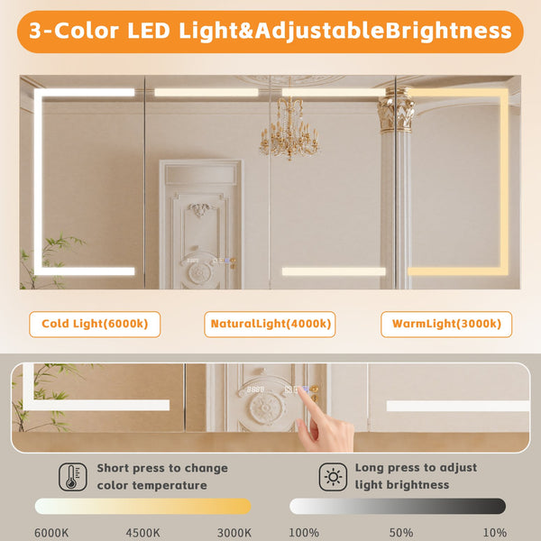 English Elm Lighted Aluminum Medicine Cabinet Smart Mirror with Anti-fog Led and Built-in Usb Outlet W5609P461368