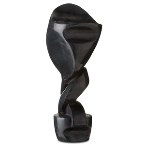 Roland Black Marble Abstract Sculpture – Stunning Modern Art Piece That Transforms with Every Angle