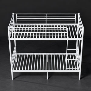 English Elm Bunk Bed Twin Over Iron Frame with Full Guardrail and Ladder White Finish W5635S00001