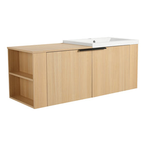 English Elm 48 Modern Bathroom Vanity Sink Combo with Soft-Close Doors, Engineered Wood, Spacious Storage, Easy Assembly Oak W1972S00013