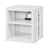 English Elm White Nightstand With Open Shelf