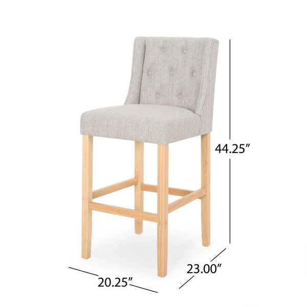 English Elm Vienna Wingback Counter Stools Set of 2 Tufted Fabric Nailhead Kitchen Bar Seating 64854.00LGRY