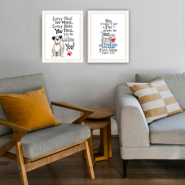 English Elm Trendy Decor 4u Two Piece Cat Sentiment White Framed Canvas Wall Art Set B067P256639
