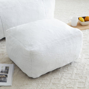 English Elm Giant Foam-Filled Bean Bag Chair with Footstool, Shell-Shaped Faux Fur Sofa for Gaming Reading уют White W2677P306793