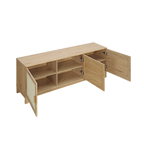 English Elm Sheridan 63" TV Stand with Soft-Close Doors, Cable Management, Solid Wood Legs and Handles Natural B365P397911