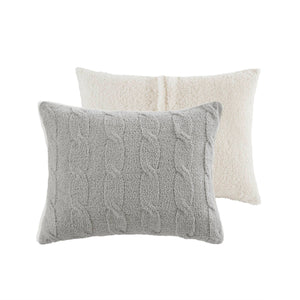 English Elm 2 Pieces Twin Waffle Knit Chenille Comforter Set with Plush Sherpa Reversible Cozy Bedding Ensemble Gray 20.47 L x 11.42 W x 9.84 H B035P381302