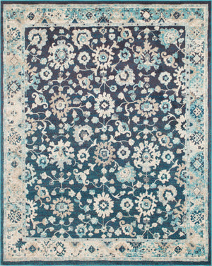 Unique Loom Penrose Krystle Machine Made Floral Rug Navy Blue, Beige/Blue/Ivory 8' 0" x 10' 0"