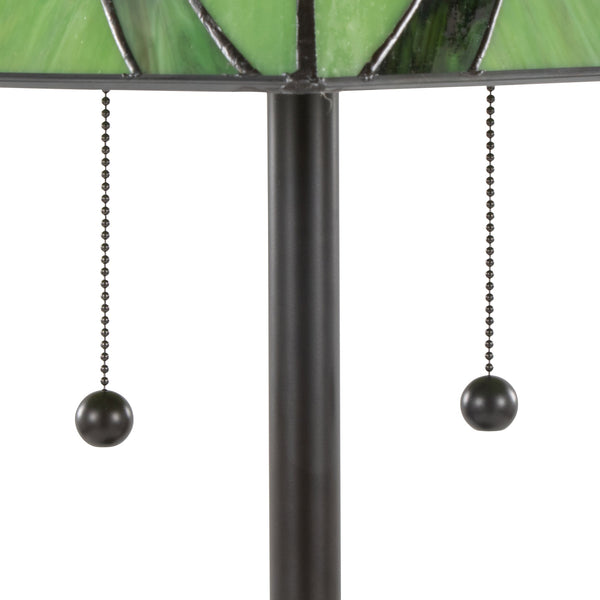 English Elm 63" Tiffany Style Floor Lamp with Stained Green Glass and Bronze Finish B202P471646