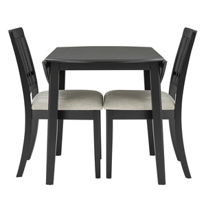 English Elm 3-piece Folding Round Dining Set with Upholstered Chairs for Compact Apartment Spaces Black N752S000618B