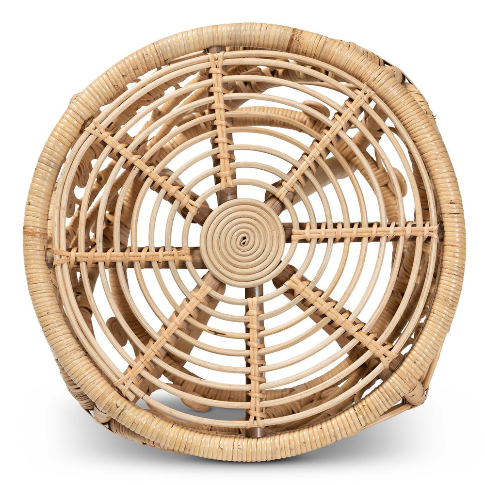English Elm Modern Handcrafted Rattan Round End Table Bohemian Woven Accent for Living Room B2750P420344