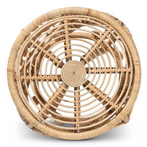 English Elm Modern Handcrafted Rattan Round End Table Bohemian Woven Accent for Living Room B2750P420344