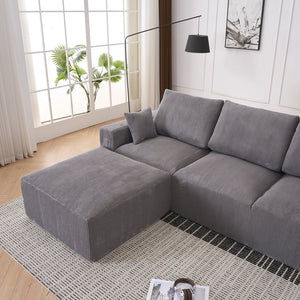 English Elm Boneless U-Shaped Modular Cloud Couch Sofa: Luxurious Corduroy Sleeper With No Assembly Needed! W3401S00010