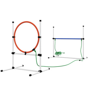 English Elm Pawhut 3-Piece Dog Agility Training Set - Adjustable Jumping Ring, Hurdle, Cooling Tube & Bag! W2225P217627-GIGA