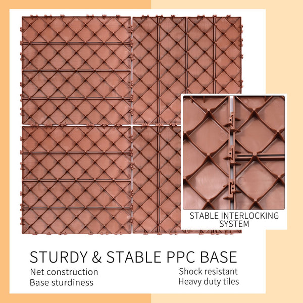 English Elm Plastic Interlocking Deck Tiles Hardwood Look Waterproof Patio Pool Outdoor 44 Sqft W2882P204558