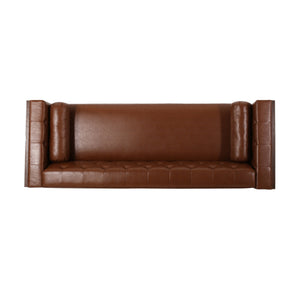 English Elm 3-seater Diamond Tufted Contemporary Sofa Deep Seated Living Room Couch with Pillows Light Brown 70630.00A_70630.00B