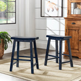 Homelegance By Top-Line Barrett Saddle Seat Counter Height Backless Stools (Set of 2) Blue Rubberwood