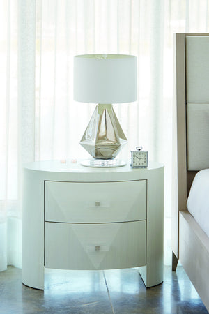 Bernhardt Bernhardt Axiom Oval Nightstand Modern Sculptural Bedside Table With Curved Front, Acrylic Hardware, 36"W X 21"D X 30"H 381213