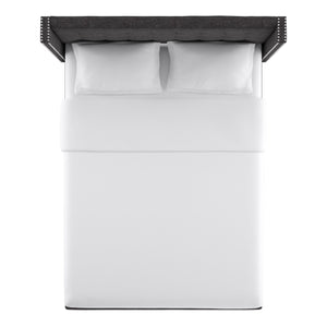 Homelegance By Top-Line Harlyn Tufted Linen Wingback Bed Dark Grey Linen