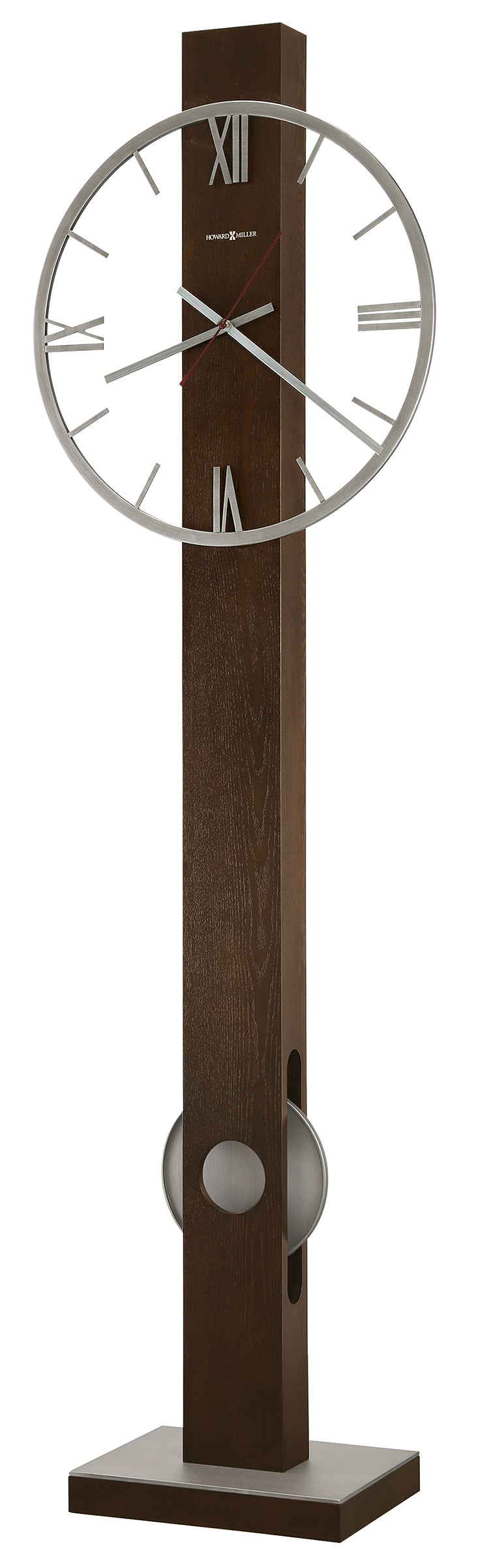 Hekman Furniture 615124 Halo Floor Clock - Modern Grandfather Clock With Aged Silver Finish, Stylish Pendulum, & Quartz Movement  Halo Grandfather Clock 615124