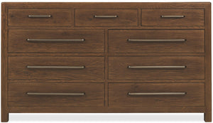 Hooker Furniture Driftwood Nine-Drawer Dresser With Cedar-Lined Bottom Drawers, Removable Jewelry Tray, Oak Solids Medium Wood 6820-90201-85