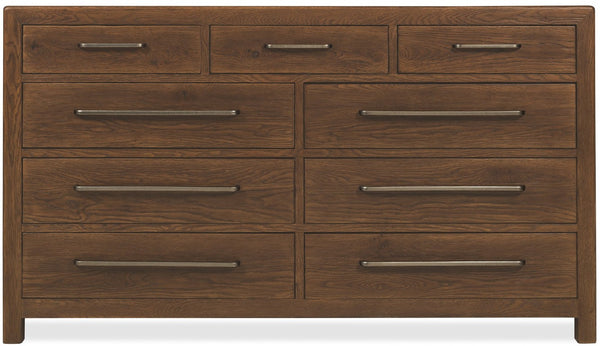 Hooker Furniture Driftwood Nine-Drawer Dresser With Cedar-Lined Bottom Drawers, Removable Jewelry Tray, Oak Solids Medium Wood 6820-90201-85