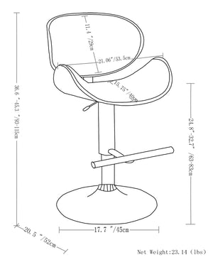 English Elm Marana Bentwood Adjustable Swivel Bar Stool - Modern White Vegan Leather & Chrome Base Comfort B136P158937