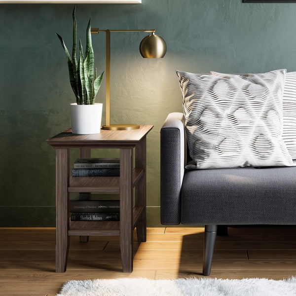 English Elm Acadian Solid Wood Narrow Side Table - Versatile Farmhouse Brown Accent For Small Spaces & Storage B136P159696
