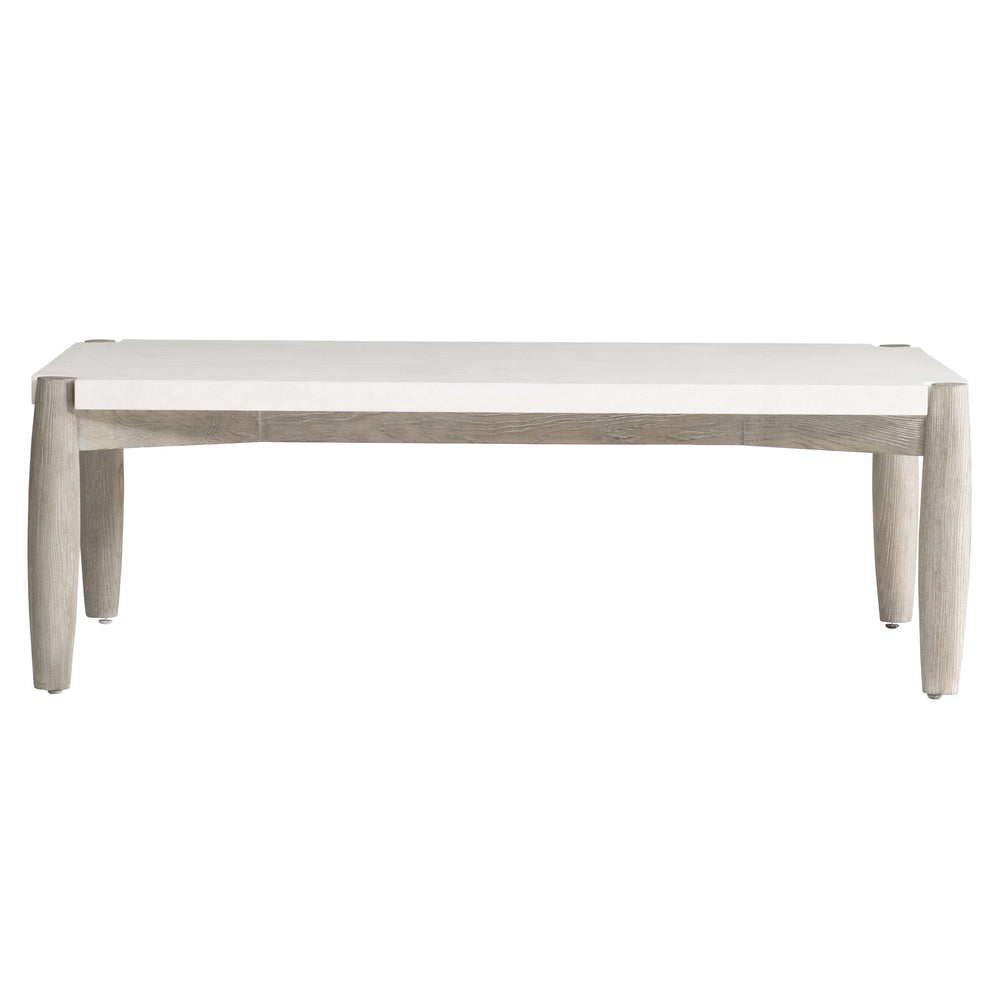 Bernhardt Bernhardt Ashbrook Cocktail Table With Scooped Vellum Top, Weathered Greige Ash Base, Modern Organic Design 462021
