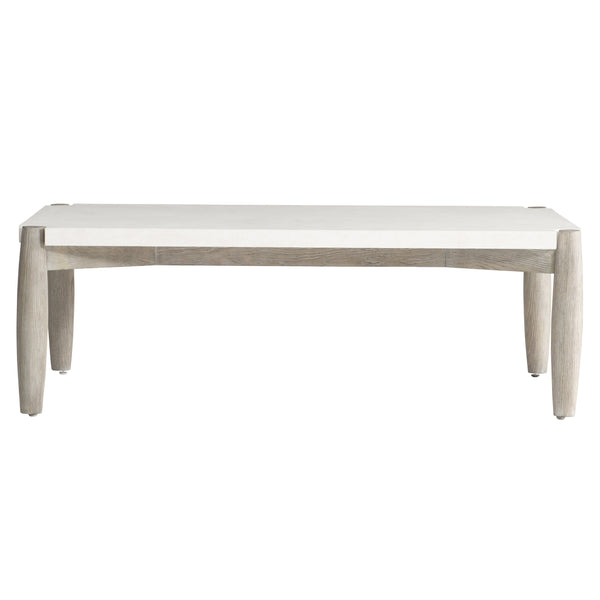 Bernhardt Bernhardt Ashbrook Cocktail Table With Scooped Vellum Top, Weathered Greige Ash Base, Modern Organic Design 462021