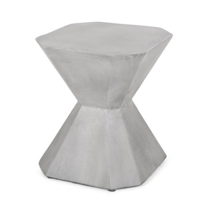 English Elm Outdoor Sculptural Concrete Side Table Hourglass Base Minimalist Patio Accent 73453.00