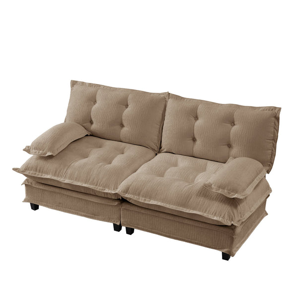 English Elm 77 Inch Chenille Cloud Loveseat Modular Deep Seat Sofa for Living Room or Apartment Light Coffee W714S01691