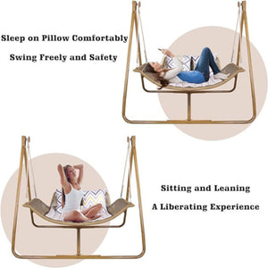 English Elm Hammock Heavy-Duty Steel C-Stand for Hammock & Egg Chairs - Indoor Outdoor Portable, Rust-Resistant Gold+Brown W2707P184379