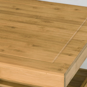 English Elm HOMCOM Bamboo Kitchen Island Cart with Locking Casters, 2 Drawers, Open Shelves & Side Towel Rack, Natural Finish W2225P217396
