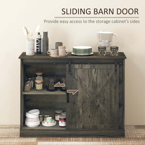 English Elm Homcom Farmhouse Sideboard Buffet Cabinet With Sliding Barn Door & 3 Drawers For Stylish Storage W2225P217414