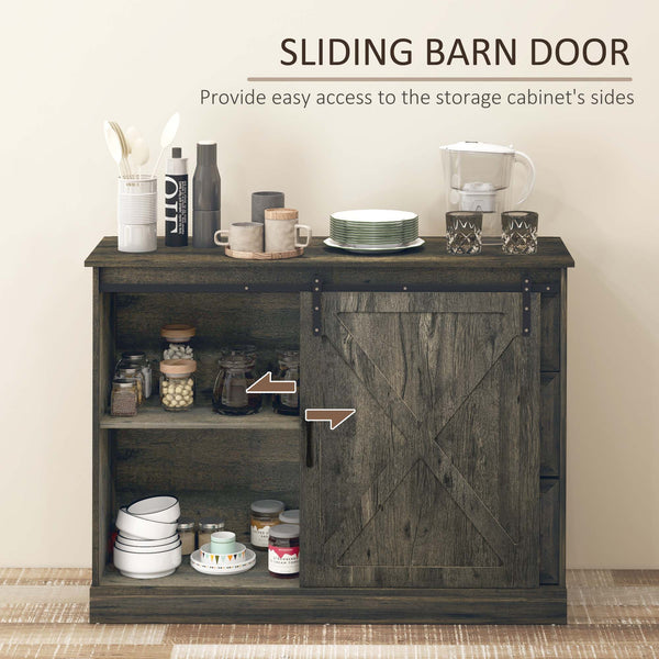 English Elm Homcom Farmhouse Sideboard Buffet Cabinet With Sliding Barn Door & 3 Drawers For Stylish Storage W2225P217414