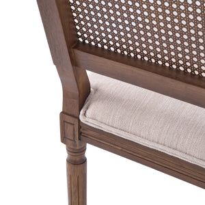 English Elm [set of 2] Cane Back Dining Chairs Solid Rubberwood Fluted Legs Weathered Farmhouse Style N767P263678B