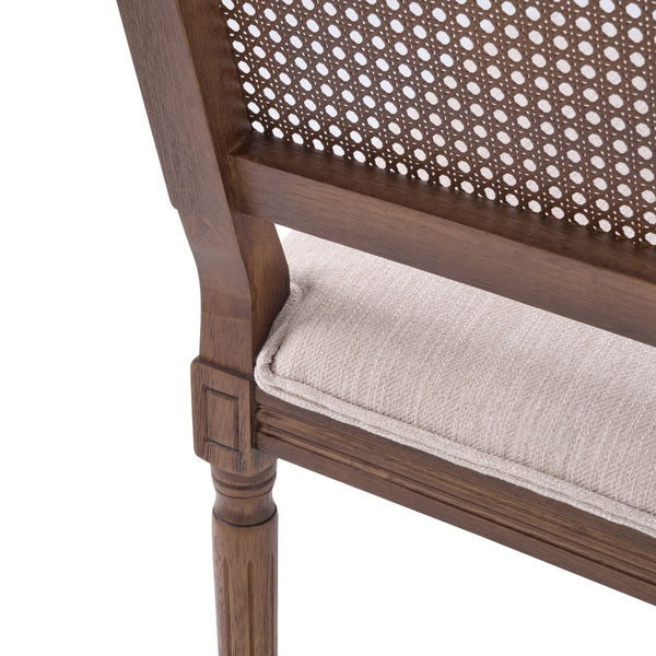 English Elm [set of 2] Cane Back Dining Chairs Solid Rubberwood Fluted Legs Weathered Farmhouse Style N767P263678B