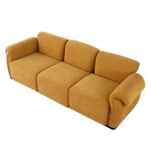 English Elm 102 Inch Linen Modular Sectional Sofa with Hidden Storage and Cloud Cushion Comfort Yellow W1099S00201
