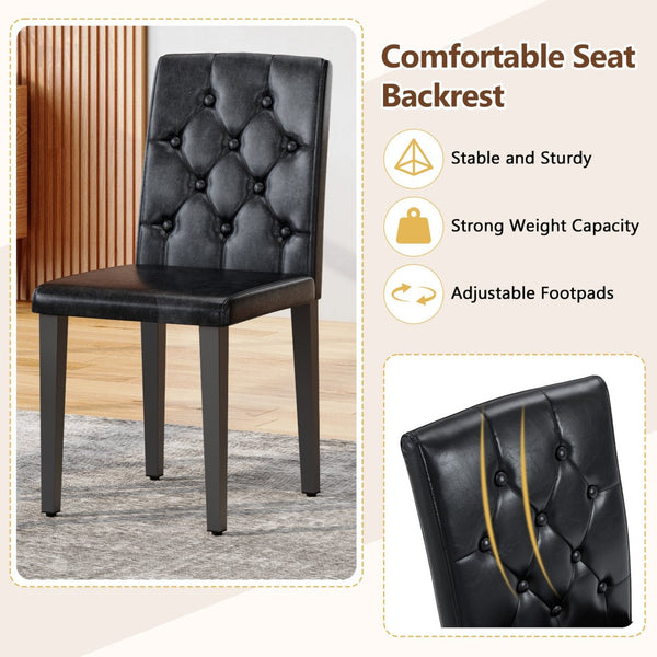 English Elm Table Set With 8 Ergonomic Pu Chairs & Walnut Grain Dining Table Featuring Under-Table Storage W1151S04288-GIGA