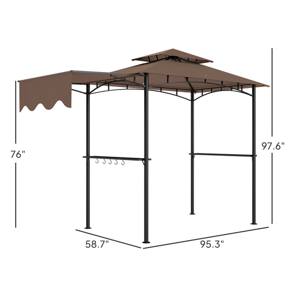 English Elm Ventilated Grill Gazebo with Dual Vented Canopy Side Awning Shelves and Steel Frame T3971P427016