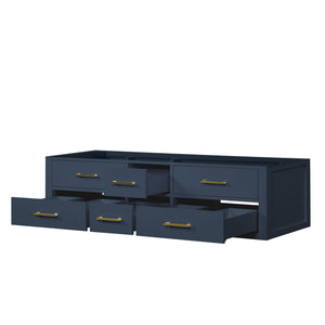 English Elm Blue Double Bath Vanity With Modern Midcentury Design, Dual Sinks, Storage, And Soft-Close Features B2731P258069
