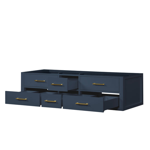 English Elm Blue Double Bath Vanity With Modern Midcentury Design, Dual Sinks, Storage, And Soft-Close Features B2731P258069
