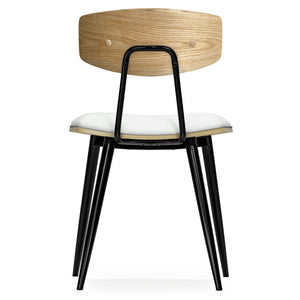 English Elm Mavis Vegan Leather Dining Chair Set of 2 with Solid Wood Backrest, Iron Frame, Mid-Century Comfort White B136P266923