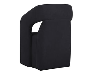 Sunpan Kendrick Wheeled Dining Armchair - Futuristic Design with Comfortable Seating and Cut-Out Armrests Abbington Black