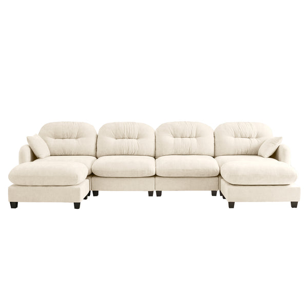English Elm Modular U-Shaped Sectional Sofa With Ottoman, Soft Chenille Fabric, Tufted Backrest, Elegant Design W714S01373