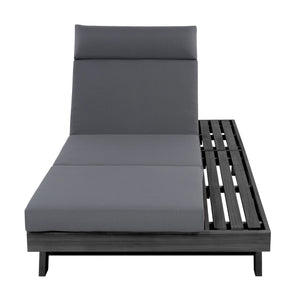 English Elm Lounge Chaise Outdoor Acacia Wood Slatted Frame with Water Resistant Cushion Resort Style Black,Dark Gray N770P442B67G