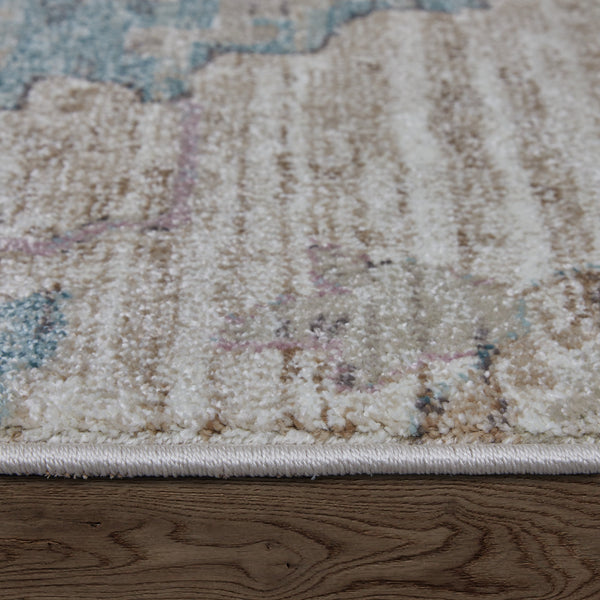 Feizy Rugs Dartmouth Transitional Abstract Floral Rug - Durable Polypropylene, Vintage Charm, Persian-inspired Design Tan,Brown,Blue Polypropylene Drt39qkfbgemltg00