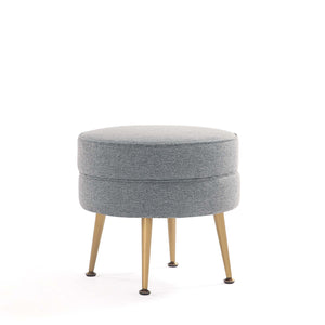 English Elm Bailey Gray Upholstered Accent Ottoman: Modern Comfort, Versatile Decor, Stylish Gold Legs - 20” B365P397867