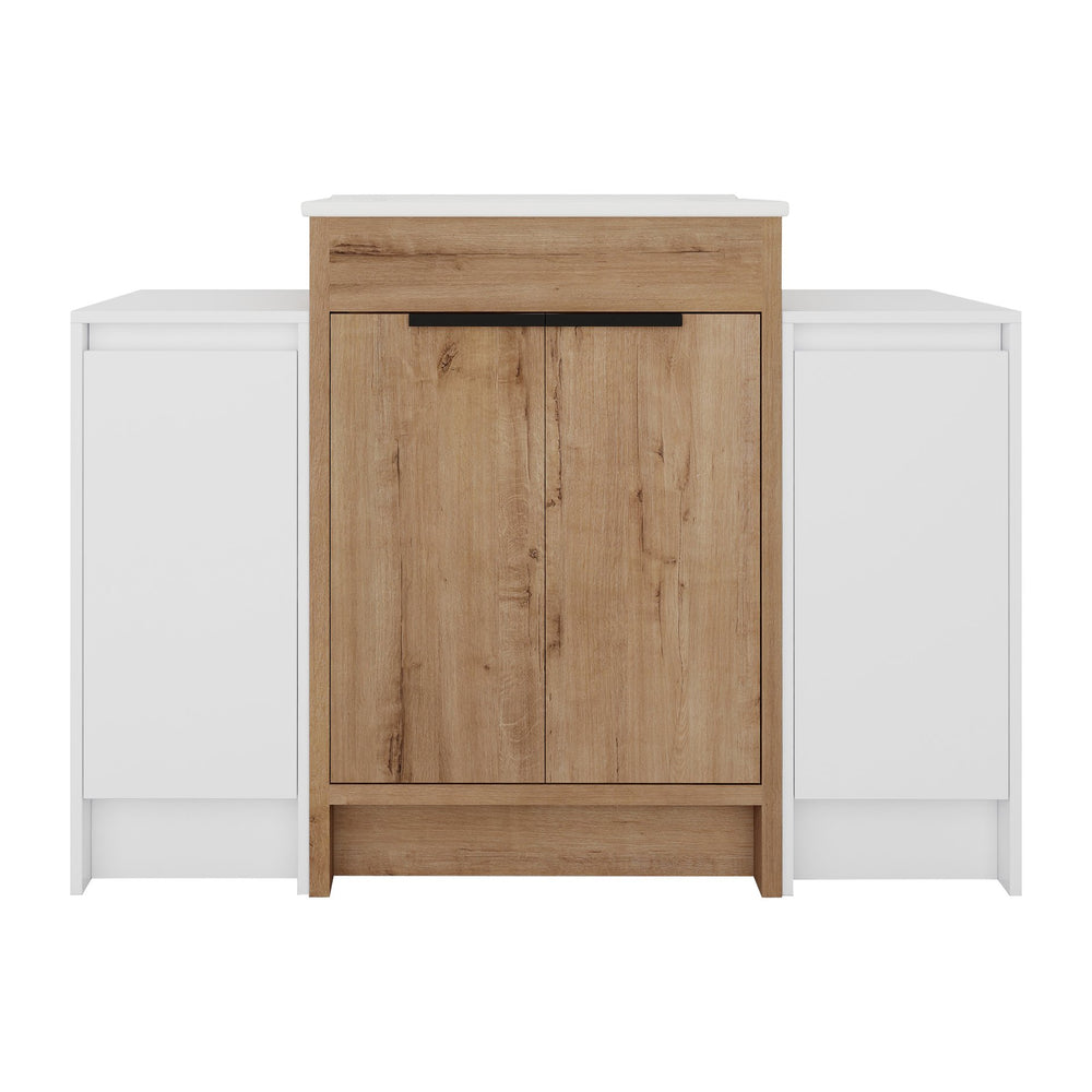 English Elm 48 Inch Freestanding Bathroom Vanity With Ceramic Sink & Soft-Close Doors For Modern Elegance W999S00314